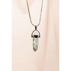 Havlit Doğal Taşı Zincirli El Yapımı Tasarımlı Kolye Uç: 3,5 cm Zincir: 20 cm Kutulu 