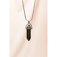 Hematit Doğal Taşı Zincirli El Yapımı Tasarımlı Kolye Uç: 3,5 cm Zincir: 20 cm Kutulu 