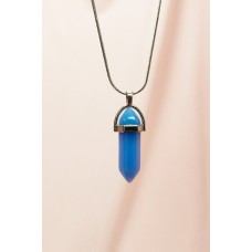 Kyanit Doğal Taşı Zincirli El Yapımı Tasarımlı Kolye Uç: 3,5 cm Zincir: 20 cm Kutulu 