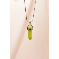 Peridot Doğal Taşı Zincirli El Yapımı Tasarımlı Kolye Uç: 3,5 cm Zincir: 20 cm Kutulu 