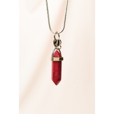 Yakut Doğal Taşı Zincirli El Yapımı Tasarımlı Kolye Uç: 3,5 cm Zincir: 20 cm Kutulu 