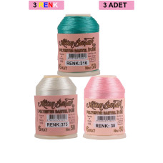 3 Adet Altınbaşak Oya ve Dantel İpi 20 gr - Royaleks - No: 375 - 038 - 316 