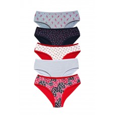 Pamuklu Geniş Kenarlı Likralı Desenli Bato Kadın Külot 5'li Paket Set 1