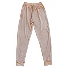 Parlak Kadife Cepli Pantolon Eşofman Pijama Altı Unisex Lastikli Paça Bej 