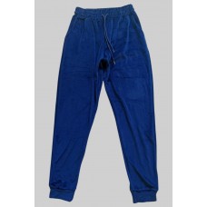 Parlak Kadife Cepli Pantolon Eşofman Pijama Altı Unisex Lastikli Paça Lacivert 