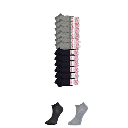 Siyah ve Gri Kadın Bilek Çorap 12 çift