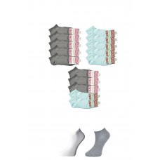 Gri ve Beyaz Kadın Bilek Çorap 15 çift 