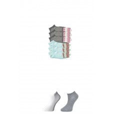 Gri ve Beyaz Kadın Bilek Çorap 6 çift