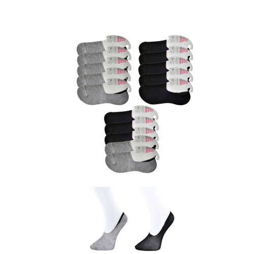 Siyah ve Gri Kadın Babet Çorap 15 çift