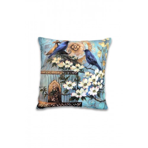 Çift Taraf Baskılı Petek Kumaş Kırlent Minder Kılıfı 43x43 Yeşil