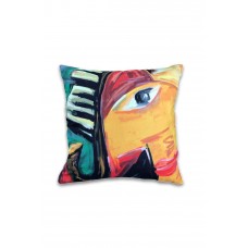 Çift Taraf Baskılı Petek Kumaş Kırlent Minder Kılıfı 43x43 Sarı 