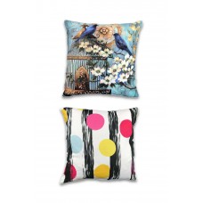 2 li Çift Taraf Baskı Petek Kumaş Kırlent Minder Kılıfı 43x43 S6 