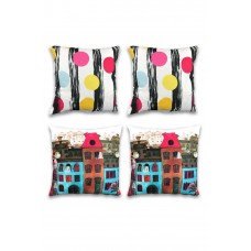 4 lü Çift Taraf Baskı Petek Kumaş Kırlent Minder Kılıfı 43x43 S11 