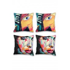 4 lü Çift Taraf Baskı Petek Kumaş Kırlent Minder Kılıfı 43x43 S14 