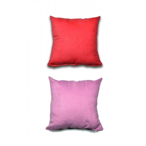 2 adet Süet Kırlent Minder Kılıfı 40X40cm Açık Kırmızı Lila