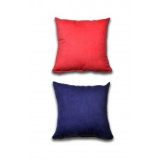 2 adet Süet Kırlent Minder Kılıfı 40X40cm Açık Kırmızı Saks Mavisi 