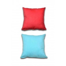 2 adet Süet Kırlent Minder Kılıfı 40X40cm Açık Kırmızı Turquaz 