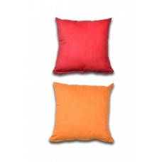 2 adet Süet Kırlent Minder Kılıfı 40X40cm Açık Kırmızı Turuncu 