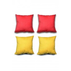 4 adet Süet Kırlent Minder Kılıfı 40X40cm Açık Kırmızı Hardal Sarısı 