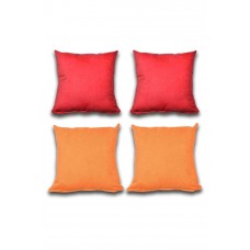 4 adet Süet Kırlent Minder Kılıfı 40X40cm Açık Kırmızı Portakal 