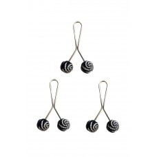 3 Adet Tesettür Eşarp ve Şal Klipsi Siyah Desenli 