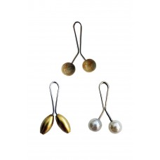 3 Adet Tesettür Eşarp ve Şal Klipsi Sarı İnci Beyaz Hardal 