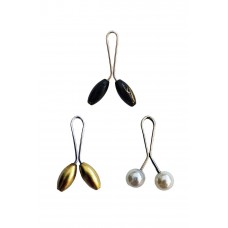 3 Adet Tesettür Eşarp ve Şal Klipsi Sarı İnci Beyaz Siyah 