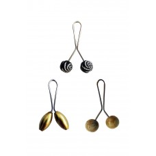 3 Adet Tesettür Eşarp ve Şal Klipsi Sarı Hardal Siyah Desenli 