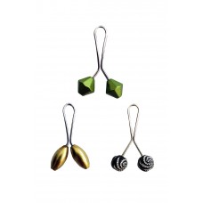 3 Adet Tesettür Eşarp ve Şal Klipsi Sarı Siyah Desenli Yeşil 