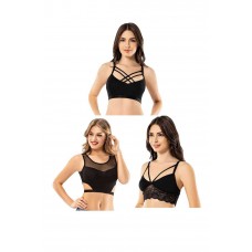 Kota 3 Adet Dantelli Çapraz İpli Tül Model Büstiyer 