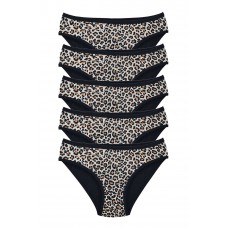 5 Adet Leopar Desenli Likralı Yumuşak Dokulu Kadın Slip Külot 