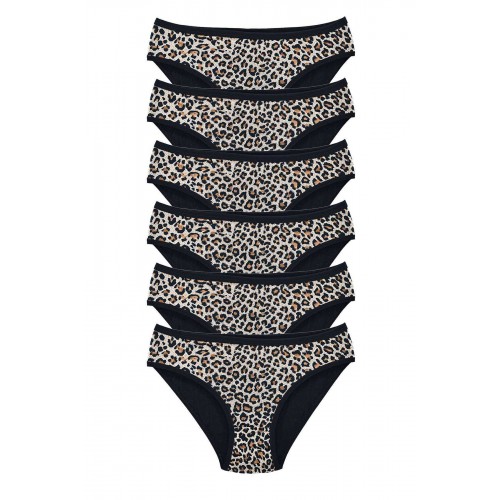 6 Adet Leopar Desenli Likralı Yumuşak Dokulu Kadın Slip Külot
