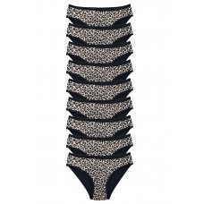 9 Adet Leopar Desenli Likralı Yumuşak Dokulu Kadın Slip Külot 