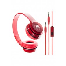 Kırmızı Kulak Üstü Portatif Katlanır Stereo Kulaklık 