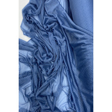 Yağmur Damlası Simli Abiye Elbise Şallık Tül Kumaş İndigo Mavi 89 