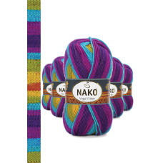 5 Adet Vega Stripe Premium Akrilik El Örgü İpi Yünü No: 82410 