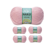 5 Adet Vizon Premium Akrilik El Örgü İpi Yünü Renk No:10275 Pembemsi Pudra 