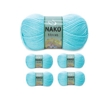 5 Adet Vizon Premium Akrilik El Örgü İpi Yünü Renk No:10535 Açık Turkuaz 