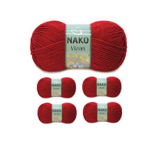 5 Adet Vizon Premium Akrilik El Örgü İpi Yünü Renk No:1175 Koyu Kırmızı 