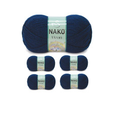 5 Adet Vizon Premium Akrilik El Örgü İpi Yünü Renk No:148 Lacivert 