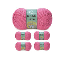 5 Adet Vizon Premium Akrilik El Örgü İpi Yünü Renk No:180 Kuru Gül 