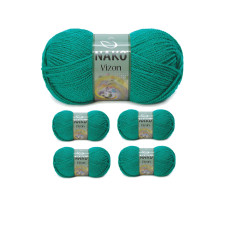 5 Adet Vizon Premium Akrilik El Örgü İpi Yünü Renk No:181 Ördek Başı Yeşil 