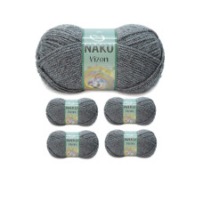 5 Adet Vizon Premium Akrilik El Örgü İpi Yünü Renk No:193 Loş Gri 