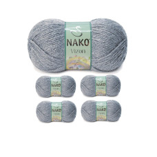 5 Adet Vizon Premium Akrilik El Örgü İpi Yünü Renk No:194 Sis Gri 