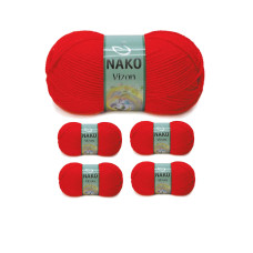 5 Adet Vizon Premium Akrilik El Örgü İpi Yünü Renk No:207 Alev Kırmızı 