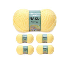 5 Adet Vizon Premium Akrilik El Örgü İpi Yünü Renk No:215 Saman Sarı 