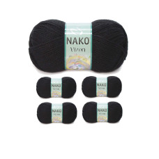 5 Adet Vizon Premium Akrilik El Örgü İpi Yünü Renk No:217 Siyah 