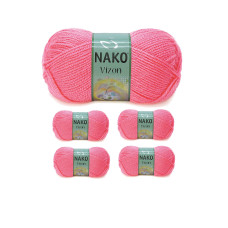 5 Adet Vizon Premium Akrilik El Örgü İpi Yünü Renk No:236 Gül Pembe 