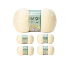 5 Adet Vizon Premium Akrilik El Örgü İpi Yünü Renk No:256 Krem 