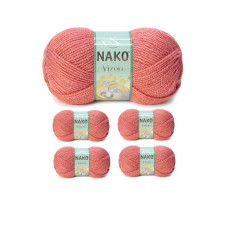 5 Adet Vizon Premium Akrilik El Örgü İpi Yünü Renk No:2574 Gül Kurusu 